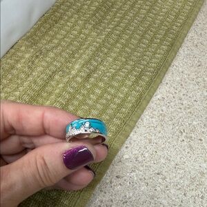 Turquoise and Silver Women's Ring size 8